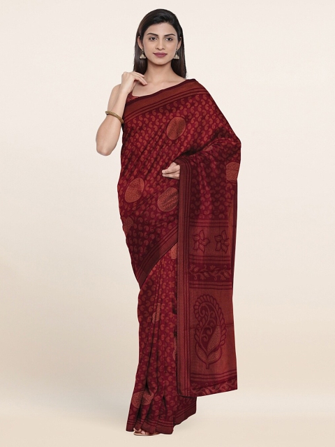 Pothys Purple & Red Paisley Saree