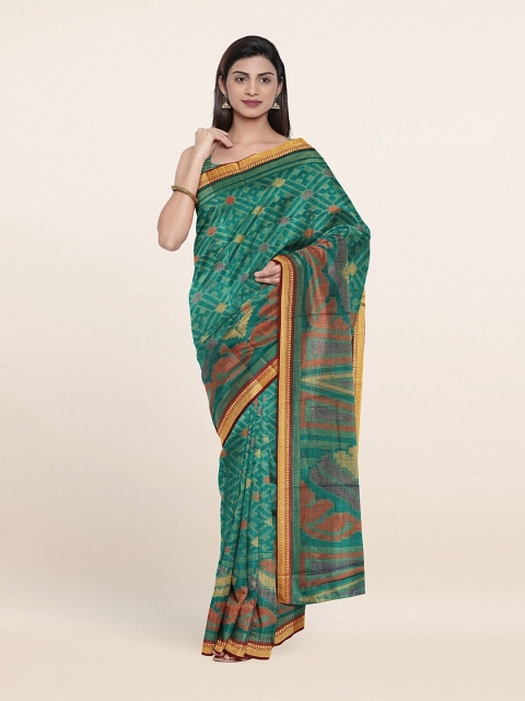Pothys Green & Gold-Toned Zari Saree