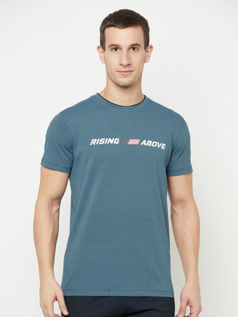 Octave Men Blue Typography Printed T-shirt