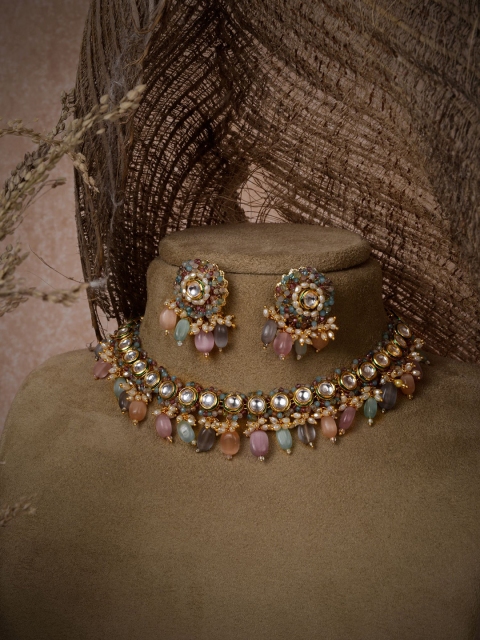 D'oro Gold-Plated Kundan-Studdded & Pastel Pearl-Beaded Handcrafted Jewellery Set, Multi
D'oro Gold-Plated Kundan-Studdded & Pastel Pearl-Beaded Handcrafted Jewellery Set, Multi
