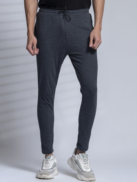 Tinted Men Grey Solid Pure Cotton Track Pants