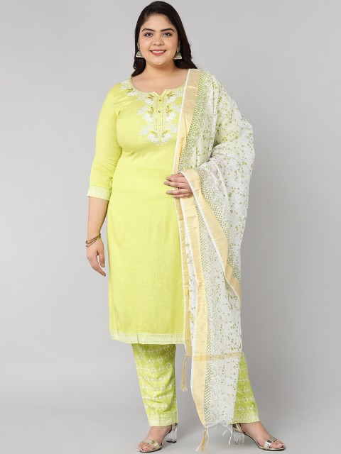 Bani Women Green Floral Embroidered Thread Work Liva Kurta with Trousers & With Dupatta
Bani Women Green Floral Embroidered Thread Work Liva Kurta with Trousers & With Dupatta