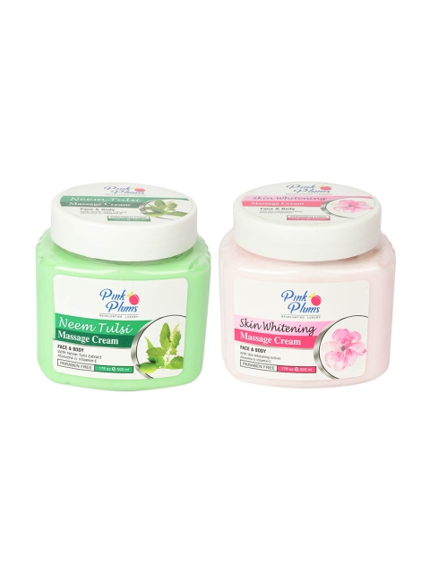 Pink Plums Set of Neem Tulsi & Skin Whitening Face & Body Massage Creams - 500 ml Each, Green
Pink Plums Set of Neem Tulsi & Skin Whitening Face & Body Massage Creams - 500 ml Each, Green