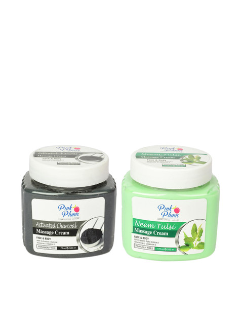 Pink Plums Pack Of 2 Paraben Free Vitamin E Charcoal Neem Tulsi Massage Creams - 500 ml
Pink Plums Pack Of 2 Paraben Free Vitamin E Charcoal Neem Tulsi Massage Creams - 500 ml