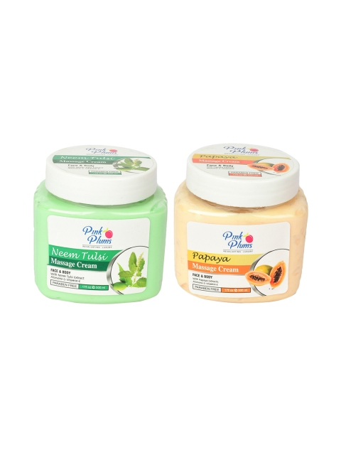 Pink Plums Paraben Free Papaya & Neem Tulsi Massage Cream Combo - 500 ml Each, Yellow
Pink Plums Paraben Free Papaya & Neem Tulsi Massage Cream Combo - 500 ml Each, Yellow