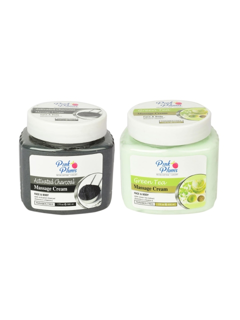 Pink Plums Set of Activated Charcoal & Green Tea Face & Body Massage Creams - 500 ml Each, Black
Pink Plums Set of Activated Charcoal & Green Tea Face & Body Massage Creams - 500 ml Each, Black