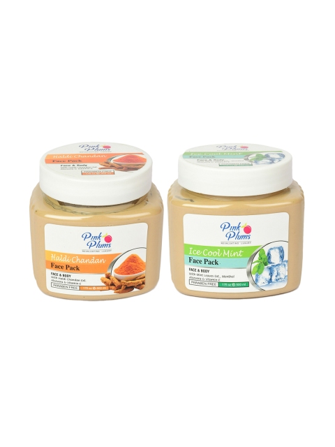 Pink Plums Paraben Free Haldi Chandan & Ice Cool Mint Face Pack Combo - 500 ml Each, Beige
Pink Plums Paraben Free Haldi Chandan & Ice Cool Mint Face Pack Combo - 500 ml Each, Beige