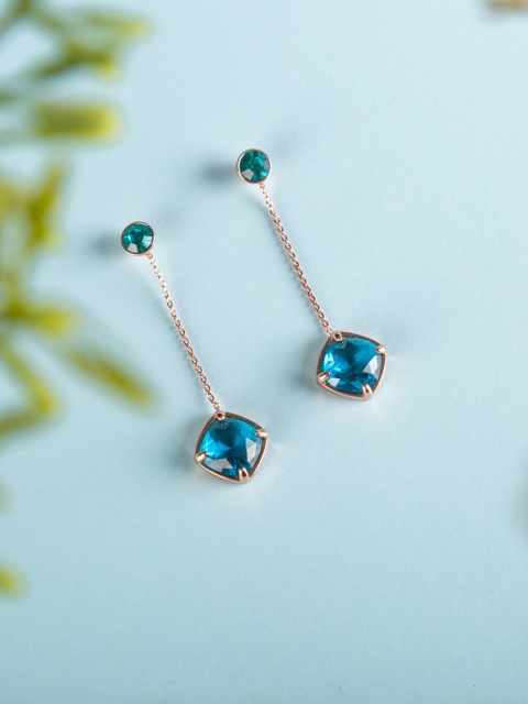Ishhaara Blue Crystal Pendulum Earrings