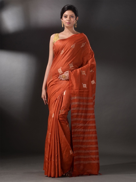 Arhi Red & Gold-Toned Woven Design Silk Blend Saree