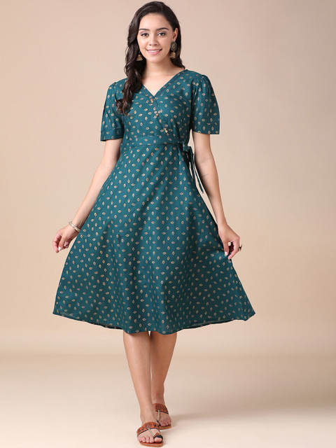 J Turritopsis Blue Ethnic Motifs A-Line Dress 
J Turritopsis Blue Ethnic Motifs A-Line Dress