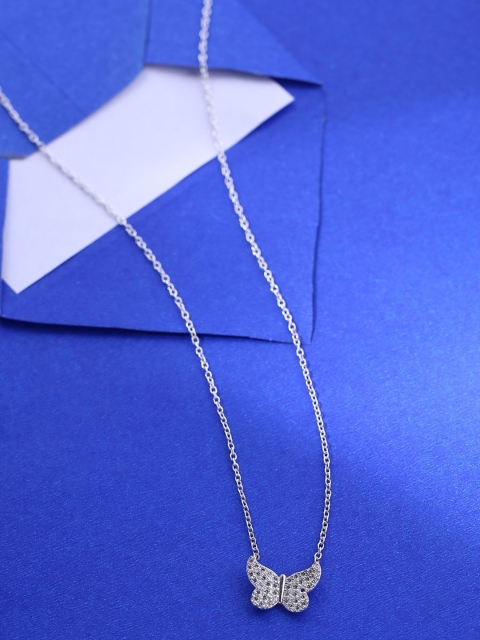 Hiara Jewels 925 Sterling Silver Rhodium-Plated White CZ Studded Handcrafted Pendant With Chain
Hiara Jewels 925 Sterling Silver Rhodium-Plated White CZ Studded Handcrafted Pendant With Chain