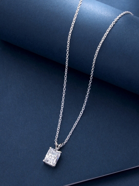 Hiara Jewels 925 Sterling Silver Rhodium-Plated White CZ Studded Handcrafted Pendant With Chain
Hiara Jewels 925 Sterling Silver Rhodium-Plated White CZ Studded Handcrafted Pendant With Chain