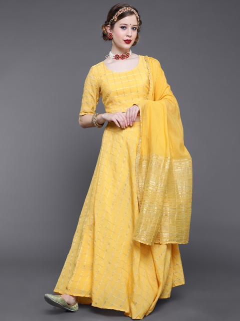 saubhagya Yellow & Gold-Toned Embellished Ready to Wear Lehenga & Blouse With Dupatta
saubhagya Yellow & Gold-Toned Embellished Ready to Wear Lehenga & Blouse With Dupatta