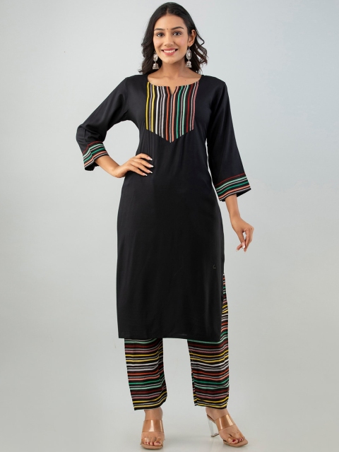 Fusion Threads Women Multicoloured Yoke Design Angrakha Kurti with Pyjamas, Multi
Fusion Threads Women Multicoloured Yoke Design Angrakha Kurti with Pyjamas, Multi