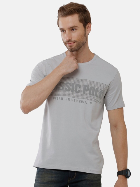 Classic Polo Men Green Typography Printed Slim Fit T-shirt