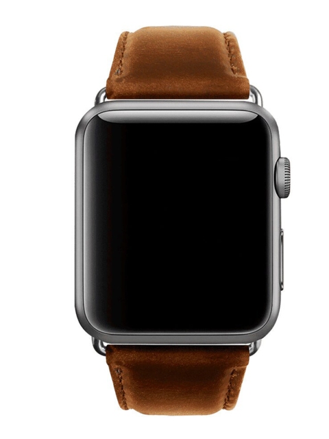 macmerise Brown Solid Leather Apple Watch Strap