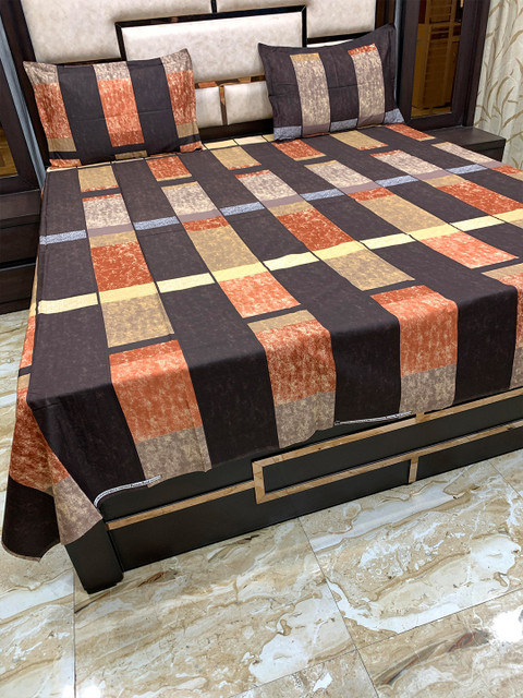 Pure Decor Coffee Brown & Orange Geometric 400 TC Queen Bedsheet with 2 Pillow Covers
Pure Decor Coffee Brown & Orange Geometric 400 TC Queen Bedsheet with 2 Pillow Covers