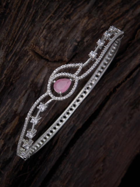 Kushal's Fashion Jewellery Women Silver-Toned & Pink Cubic Zirconia Rhodium-Plated Bangle-Style Bracelet
Kushal's Fashion Jewellery Women Silver-Toned & Pink Cubic Zirconia Rhodium-Plated Bangle-Style Bracelet