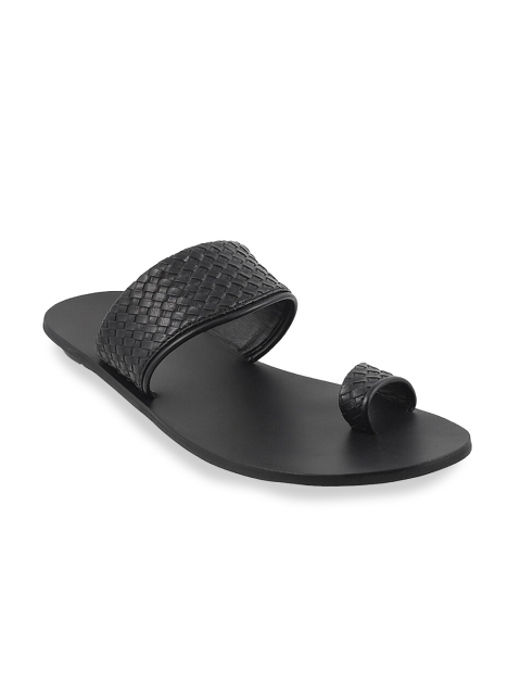Mochi Men Black Leather Comfort Sandals