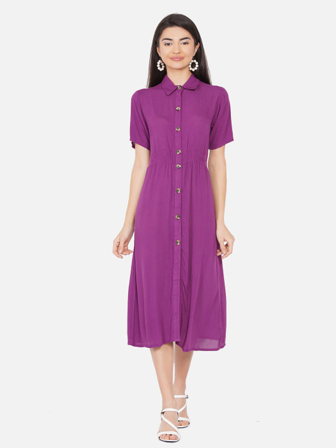 DIVA WALK EXCLUSIVE Purple Crepe Shirt Midi Dress 
DIVA WALK EXCLUSIVE Purple Crepe Shirt Midi Dress