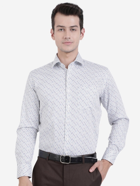 JADE BLUE Men White Floral Printed Formal Shirt