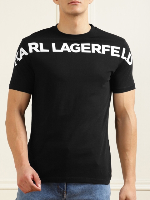 Karl Lagerfeld Men Black Typography Printed T-shirt