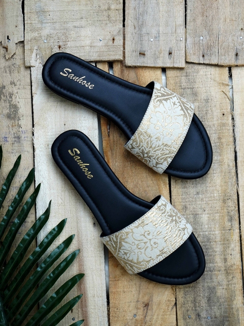 Sanhose Women Black Open Toe Flats