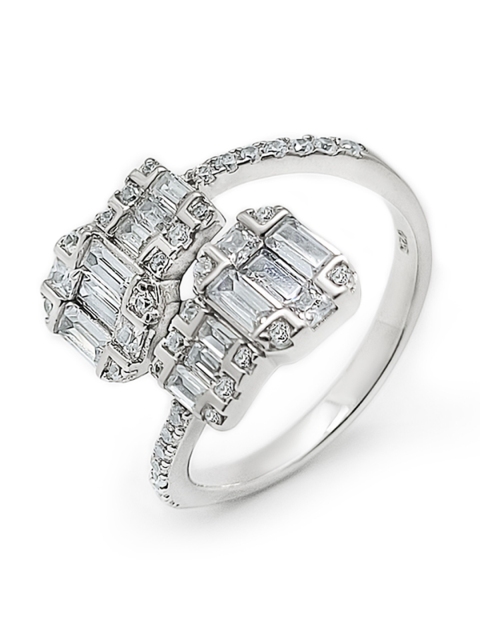SILBERRY 925 Sterling Silver Silver-Plated White CZ-Studded Adjustable Finger Ring
SILBERRY 925 Sterling Silver Silver-Plated White CZ-Studded Adjustable Finger Ring