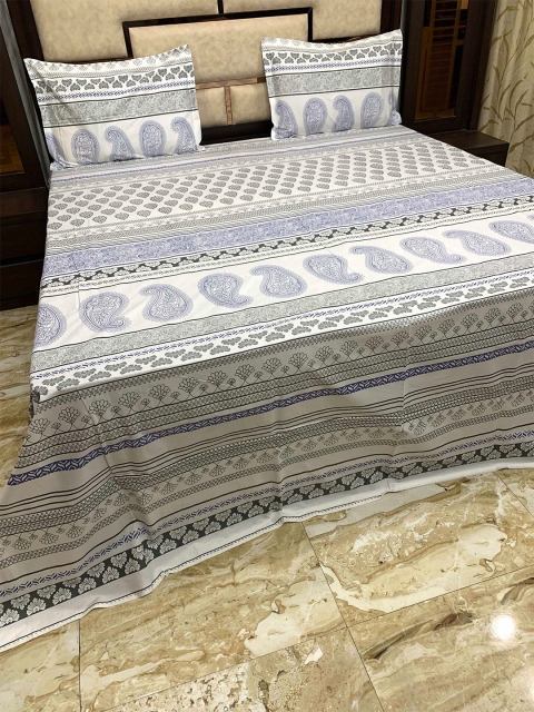 Pure Decor White & Grey Ethnic Motifs 400 TC Cotton King Bedsheet with 2 Pillow Covers
Pure Decor White & Grey Ethnic Motifs 400 TC Cotton King Bedsheet with 2 Pillow Covers