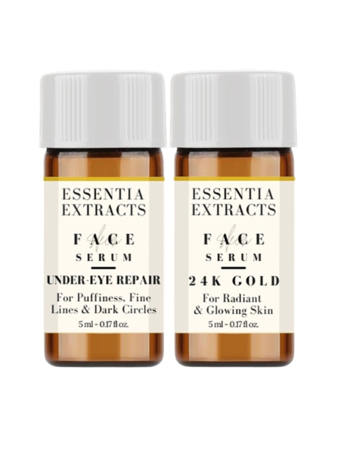 ESSENTIA EXTRACTS Combo of Under-Eye Repair Serum & 24 K Gold Face Serum - 5 ml Each, Brown
ESSENTIA EXTRACTS Combo of Under-Eye Repair Serum & 24 K Gold Face Serum - 5 ml Each, Brown