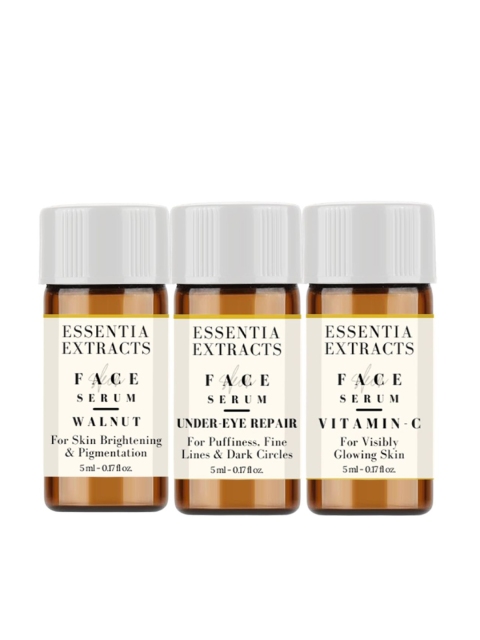 ESSENTIA EXTRACTS Combo of Under-Eye Repair-Vitamin C-Walnut Face Serum - 5 ml Each, Brown
ESSENTIA EXTRACTS Combo of Under-Eye Repair-Vitamin C-Walnut Face Serum - 5 ml Each, Brown