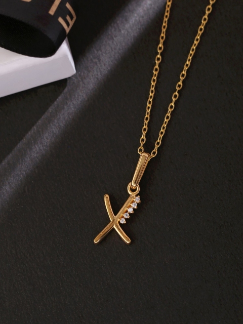 Hiara Jewels 925 Sterling Silver Gold-Plated & White CZ-Studded X Charm Pendant With Chain
Hiara Jewels 925 Sterling Silver Gold-Plated & White CZ-Studded X Charm Pendant With Chain