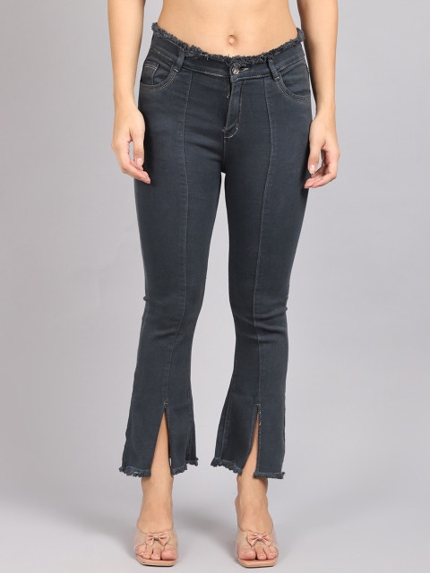 MARC LOUIS Women Grey Bootcut No Fade Cotton Jeans