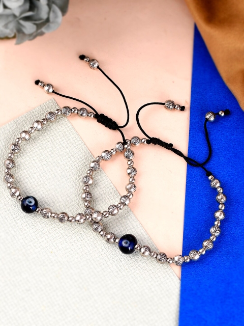 Silvermerc Designs Set Of 2 Oxidised Silver-Plated Blue Beaded Evil Eye Chain Anklets
Silvermerc Designs Set Of 2 Oxidised Silver-Plated Blue Beaded Evil Eye Chain Anklets