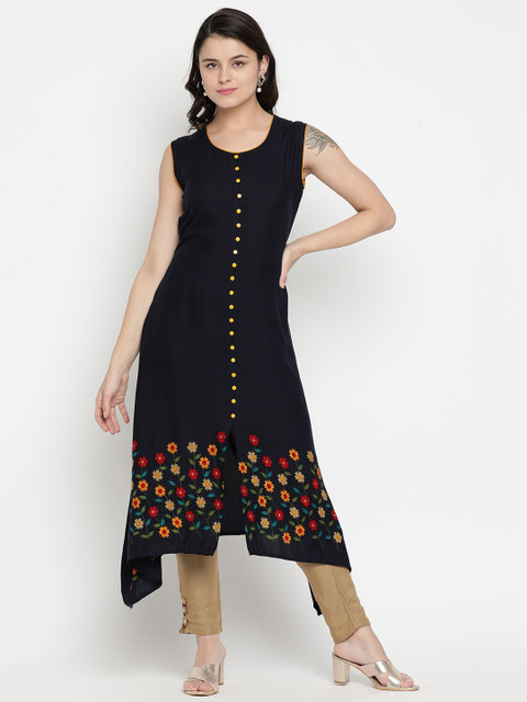 V2 Value & Variety Navy Blue Floral Kurta
V2 Value & Variety Navy Blue Floral Kurta