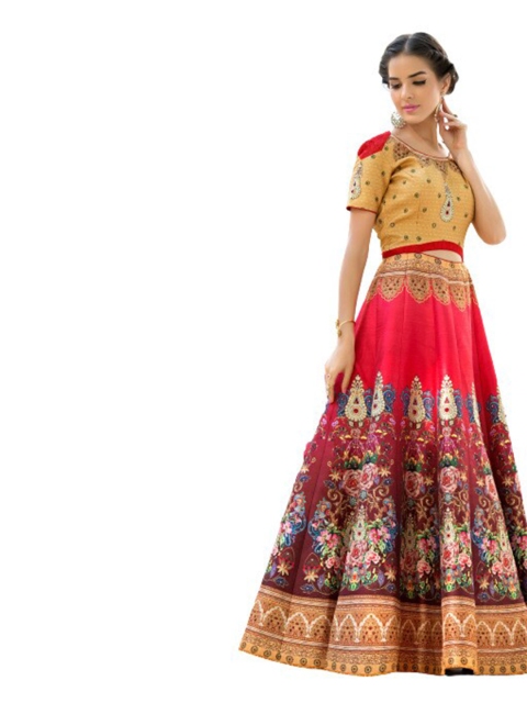 SAPTRANGI Pink & Green Printed Beads and Stones Semi-Stitched Lehenga & Unstitched Blouse With Dupatta
SAPTRANGI Pink & Green Printed Beads and Stones Semi-Stitched Lehenga & Unstitched Blouse With Dupatta