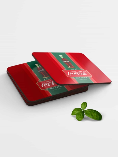 macmerise Red & Green Printed Square Coasters