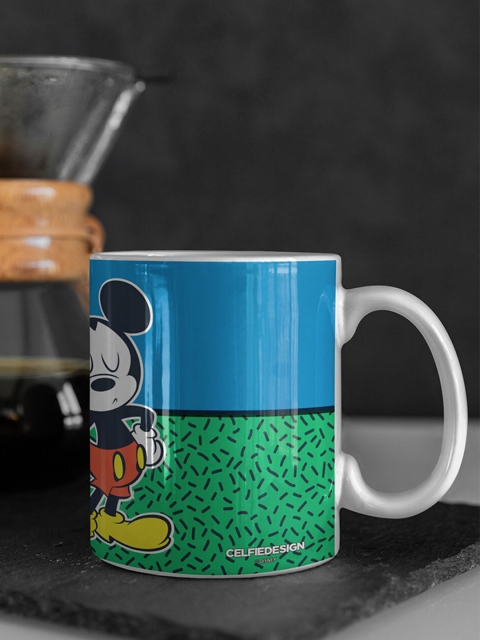 macmerise Yellow & Red Printed Ceramic Glossy Mugs Set of Cups and Mugs