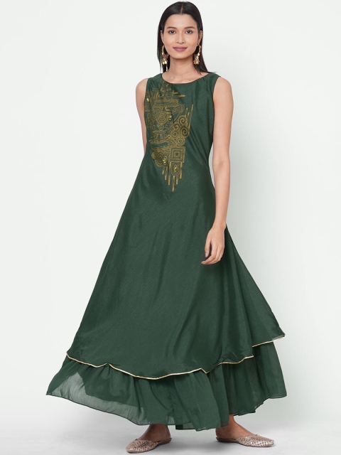 ZOLA Women Green Anarkali Kurta