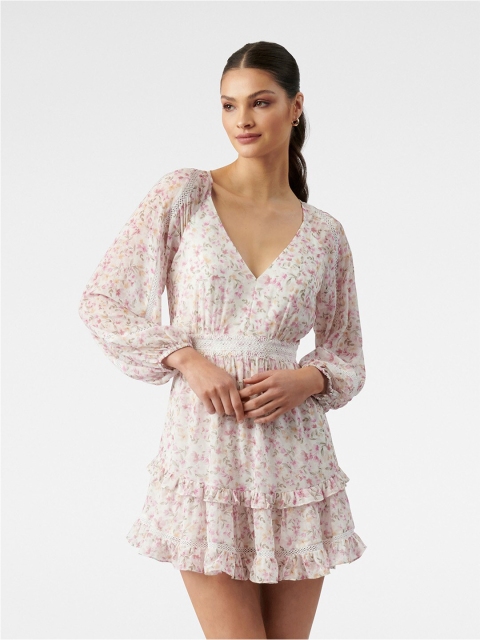 Forever New Pink & pastel parchment Floral Mini Dress