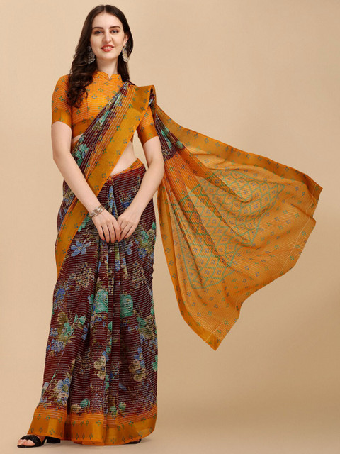 Sangria Mustard & Brown Floral Silk Cotton Saree
Sangria Mustard & Brown Floral Silk Cotton Saree