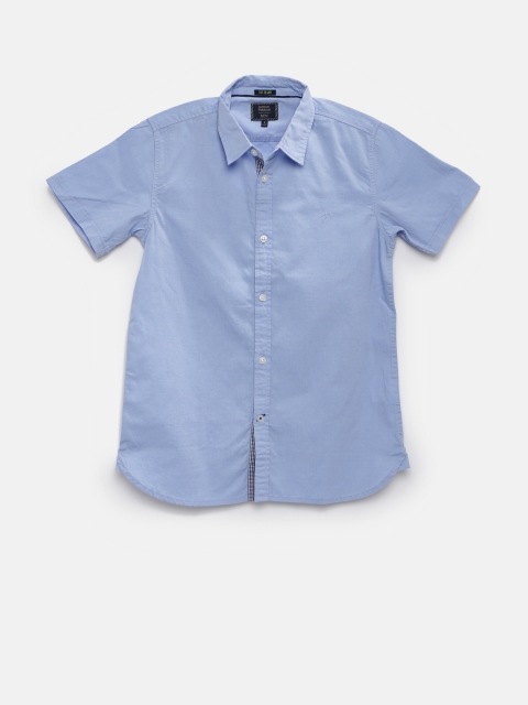Indian Terrain Boys Blue Regular Fit Solid Casual Shirt
