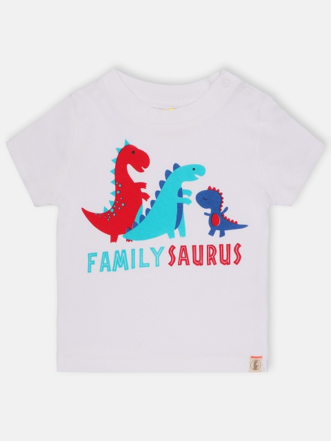 Babysafe Boys White Printed Applique T-shirt