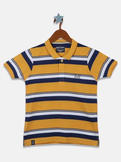Monte Carlo Boys Green Striped Polo Collar T-shirt
