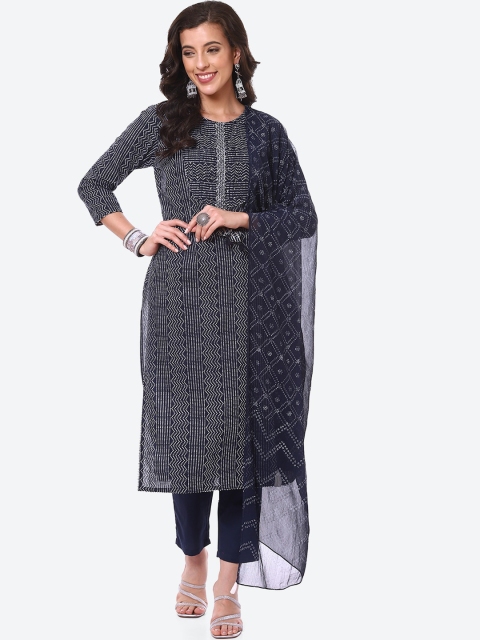Meena Bazaar Women Navy Blue Embroidered Layered Pure Cotton Kurti with Trousers & With Dupatta
Meena Bazaar Women Navy Blue Embroidered Layered Pure Cotton Kurti with Trousers & With Dupatta