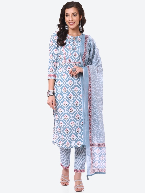 Meena Bazaar Women Blue Ethnic Motifs Printed Pure Cotton Kurta With Trousers & Dupatta
Meena Bazaar Women Blue Ethnic Motifs Printed Pure Cotton Kurta With Trousers & Dupatta