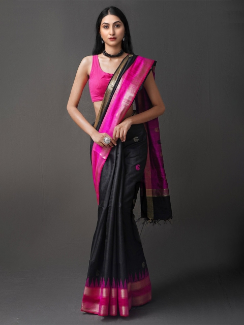 Unnati Silks Black & Pink Woven Design Zari Jamdani Pure Bengal Linen Handloom Saree
Unnati Silks Black & Pink Woven Design Zari Jamdani Pure Bengal Linen Handloom Saree