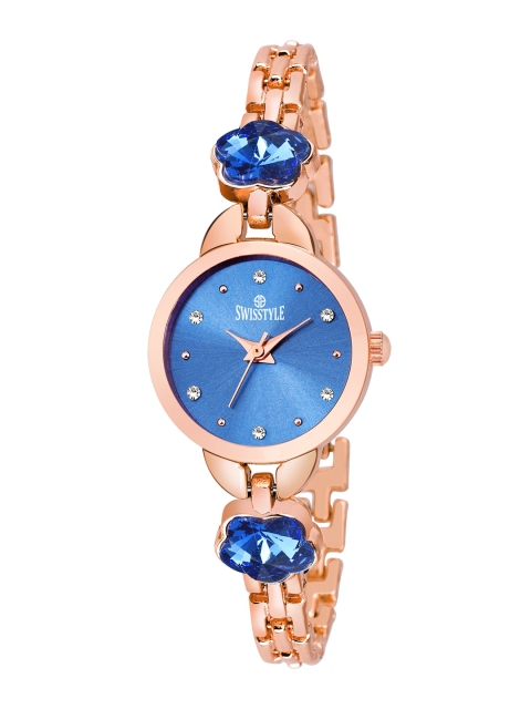 SWISSTYLE Women Blue Brass Embellished Dial & Rose Gold Toned Bracelet Style Straps Analogue Watch
SWISSTYLE Women Blue Brass Embellished Dial & Rose Gold Toned Bracelet Style Straps Analogue Watch