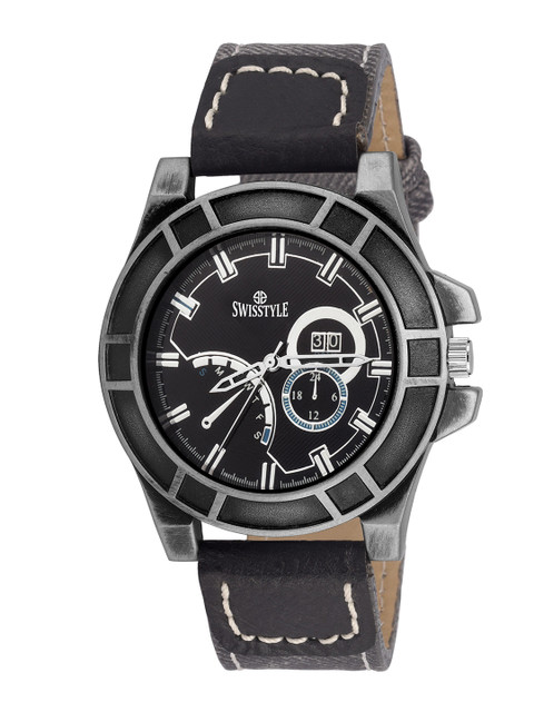 SWISSTYLE Men Black Brass Dial & Leather Bracelet Style Straps Analogue Watch ss-gr908-blk-blk
SWISSTYLE Men Black Brass Dial & Leather Bracelet Style Straps Analogue Watch ss-gr908-blk-blk