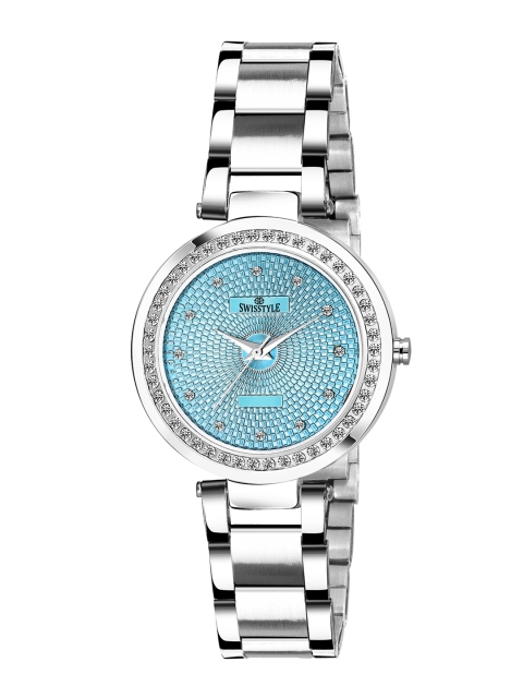 SWISSTYLE Women Blue Brass Embellished Dial & Stainless Steel Bracelet Style Straps Analogue Watch
SWISSTYLE Women Blue Brass Embellished Dial & Stainless Steel Bracelet Style Straps Analogue Watch